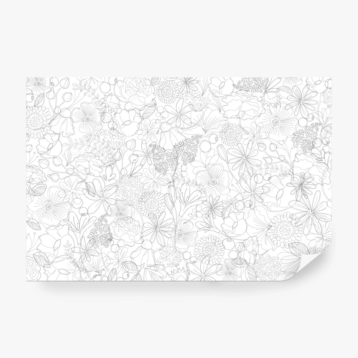 Fototapeta delikatny ręcznie rysowany kwiatowy wzór liniowy – Wallissimo® Fototapeta delikatny ręcznie rysowany kwiatowy wzór liniowy – Wallissimo®