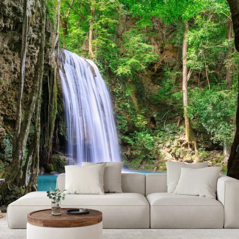 Fototapeta spokojny wodospad w Parku Narodowym Erawan – Wallissimo® Fototapeta spokojny wodospad w Parku Narodowym Erawan – Wallissimo®