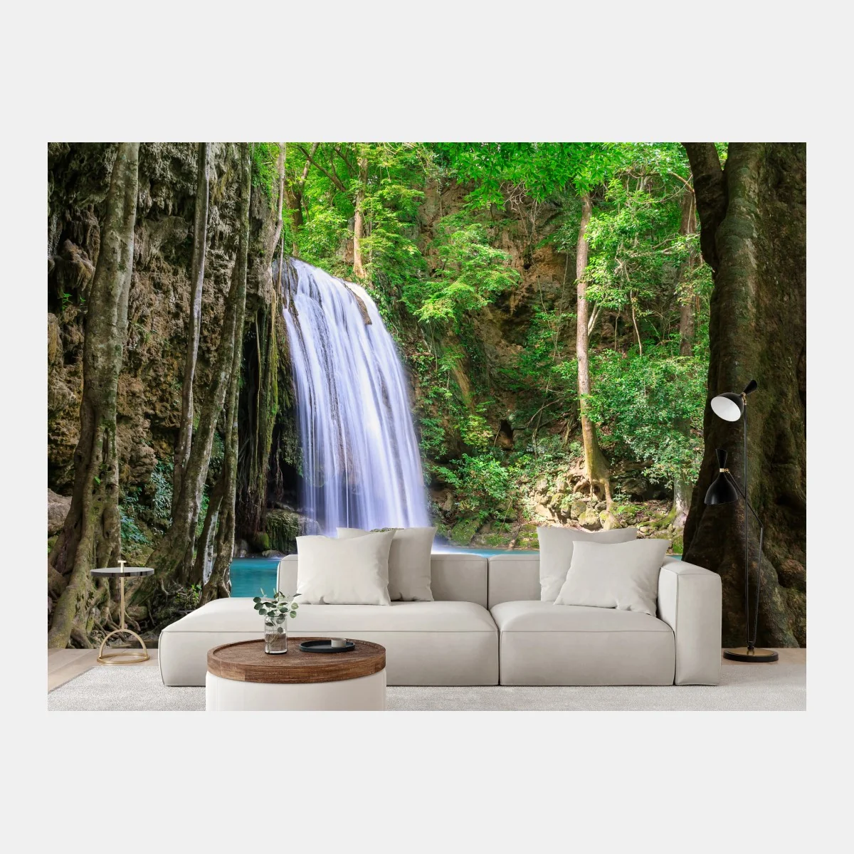 Fototapeta spokojny wodospad w Parku Narodowym Erawan – Wallissimo® Fototapeta spokojny wodospad w Parku Narodowym Erawan – Wallissimo®