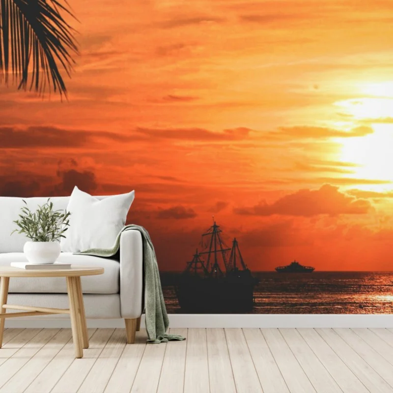 Fototapeta tropikalny zachód słońca nad morzem – Wallissimo®
