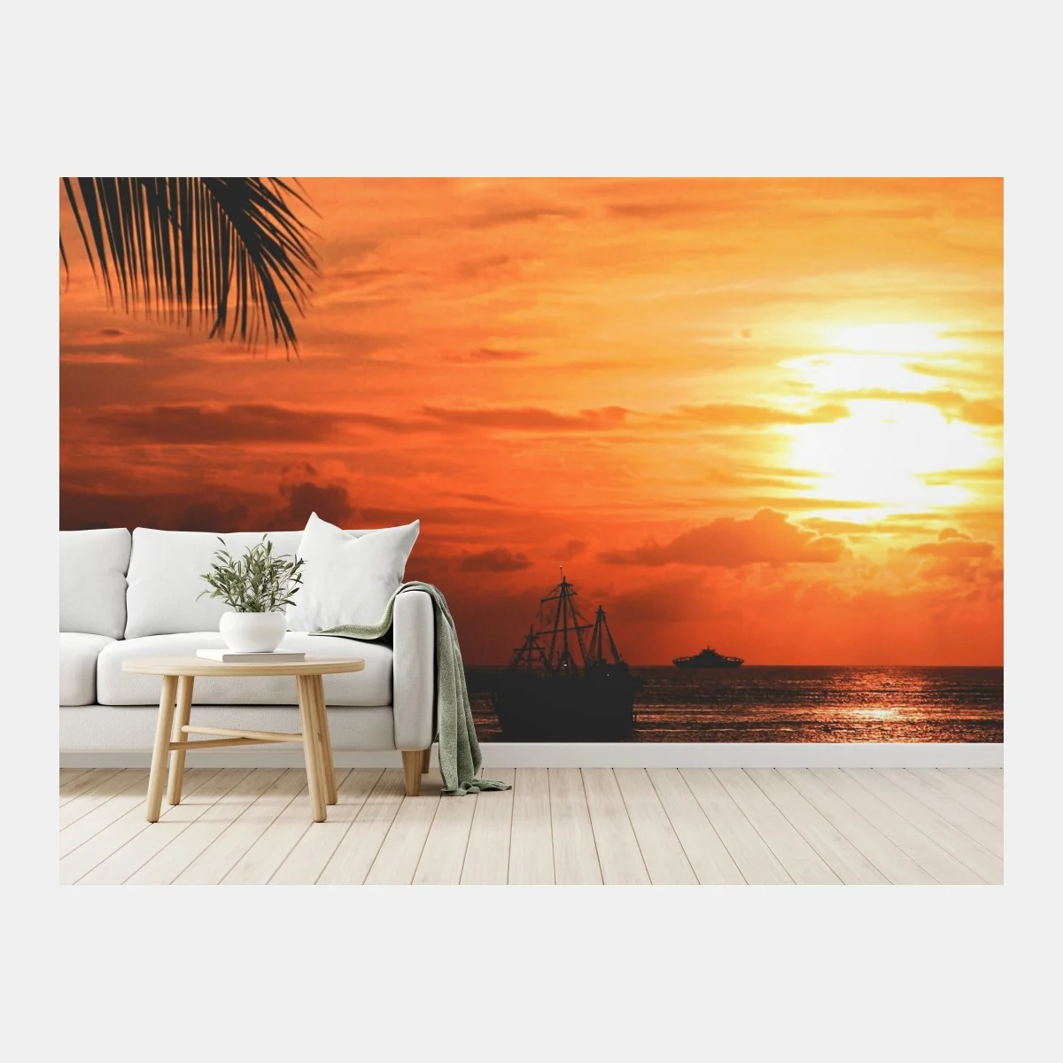 Fototapeta tropikalny zachód słońca nad morzem – Wallissimo®