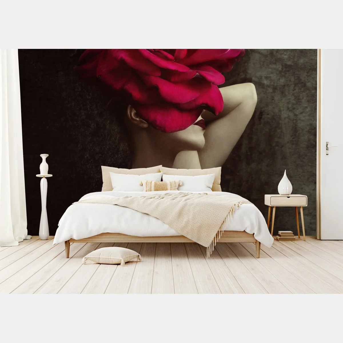 Fototapeta kobieta z głową z róży surrealistyczny portret – Wallissimo® Fototapeta kobieta z głową z róży surrealistyczny portret – Wallissimo®
