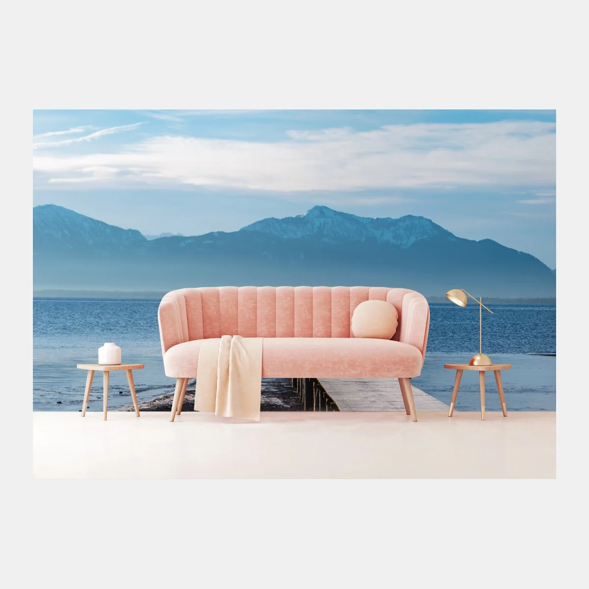 Fototapeta mglisty pomost nad jeziorem o świcie – Wallissimo® Fototapeta mglisty pomost nad jeziorem o świcie – Wallissimo®