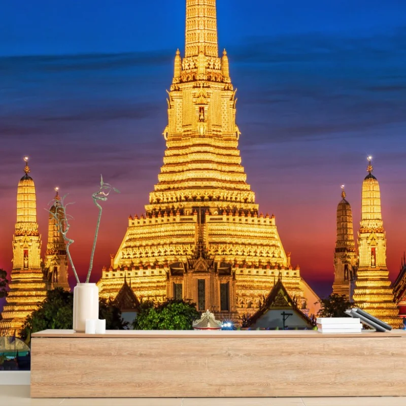 Fototapeta złote Wat Arun o zmierzchu – Wallissimo® Fototapeta złote Wat Arun o zmierzchu – Wallissimo®