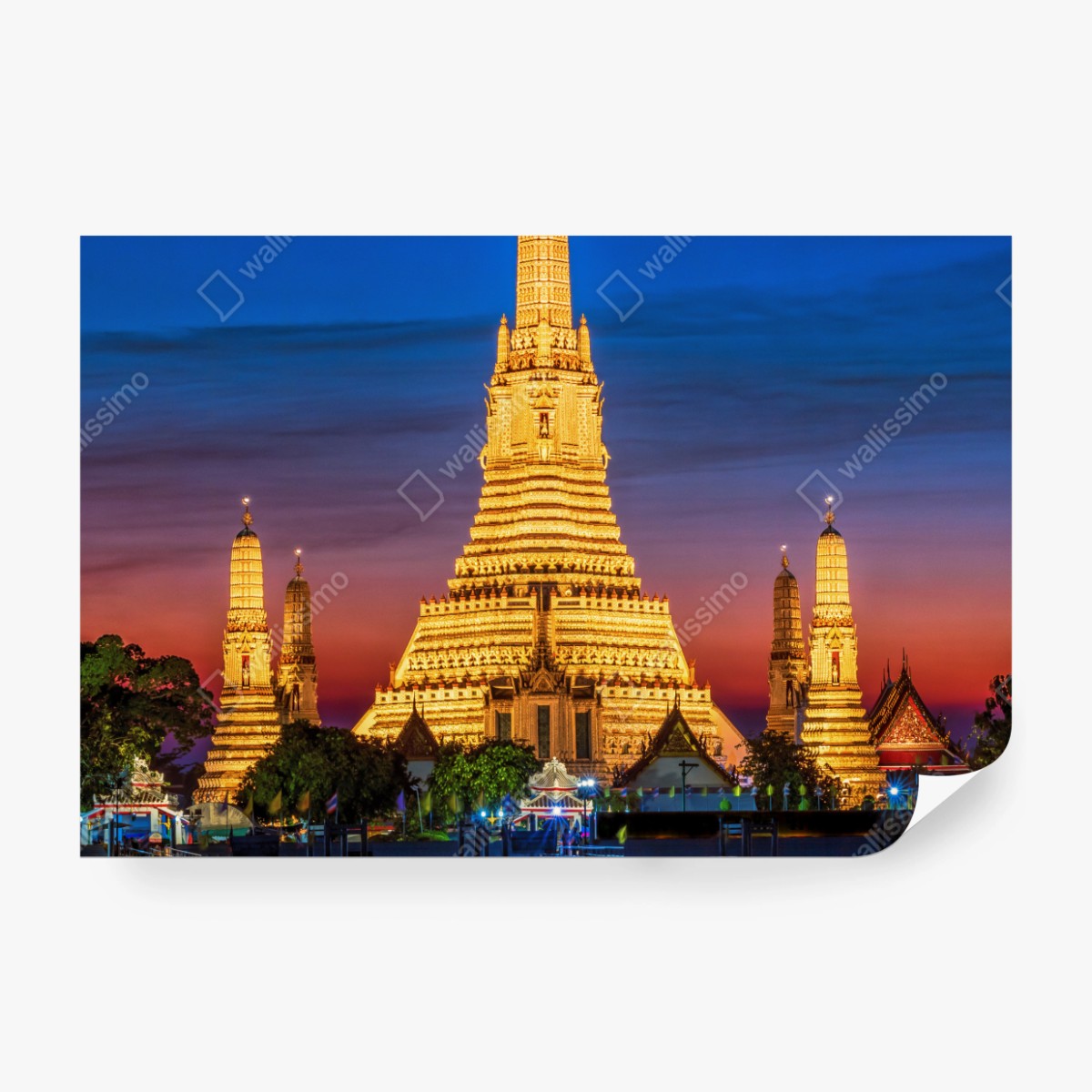 Fototapeta złote Wat Arun o zmierzchu – Wallissimo® Fototapeta złote Wat Arun o zmierzchu – Wallissimo®