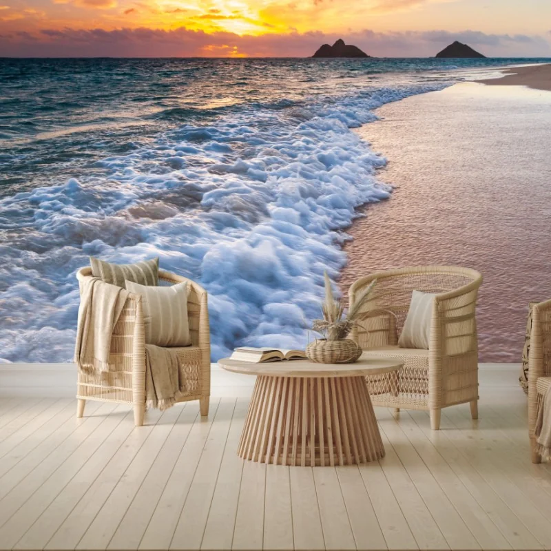 Fototapeta spokojny wschód słońca nad brzegiem oceanu – Wallissimo® Fototapeta spokojny wschód słońca nad brzegiem oceanu – Wallissimo®