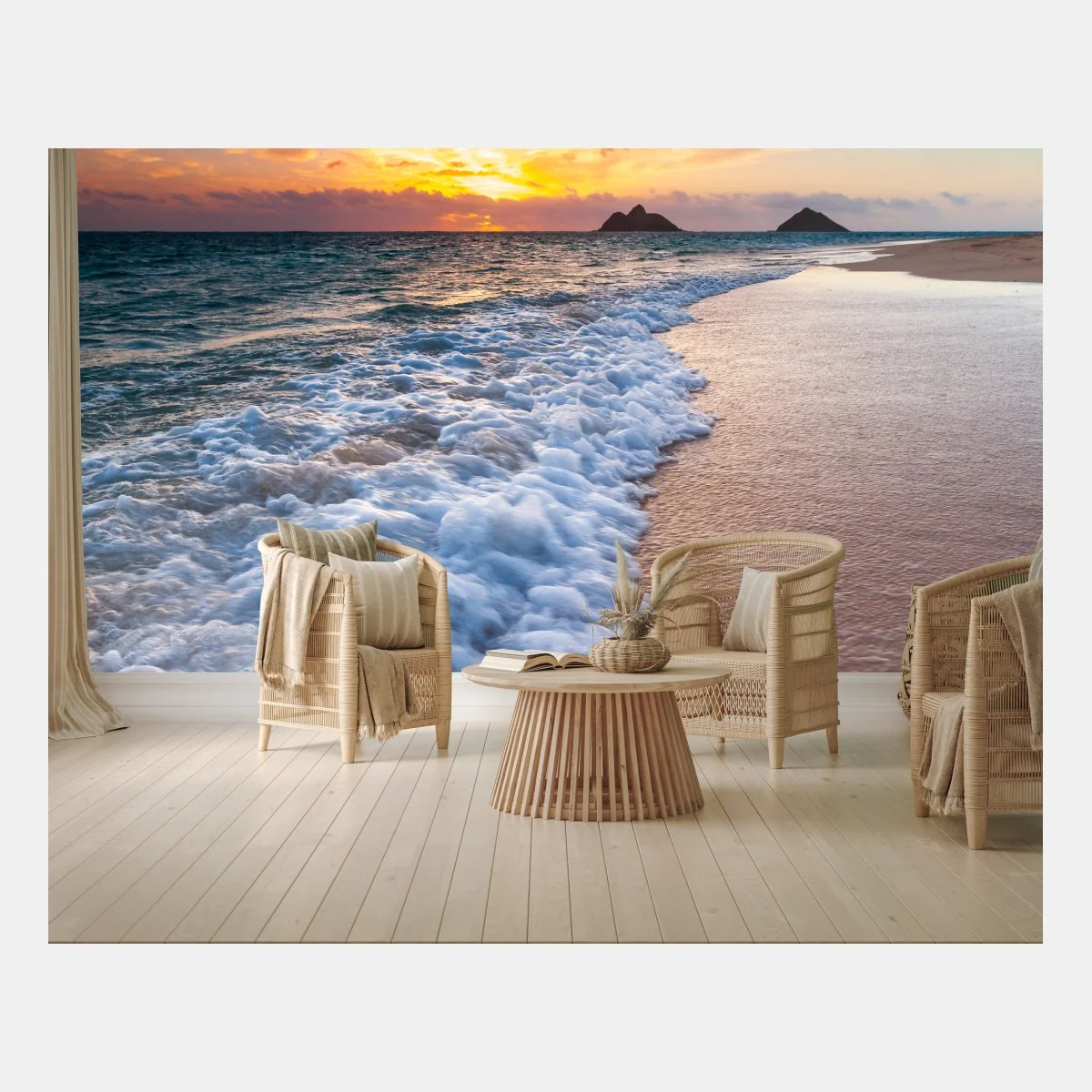 Fototapeta spokojny wschód słońca nad brzegiem oceanu – Wallissimo® Fototapeta spokojny wschód słońca nad brzegiem oceanu – Wallissimo®