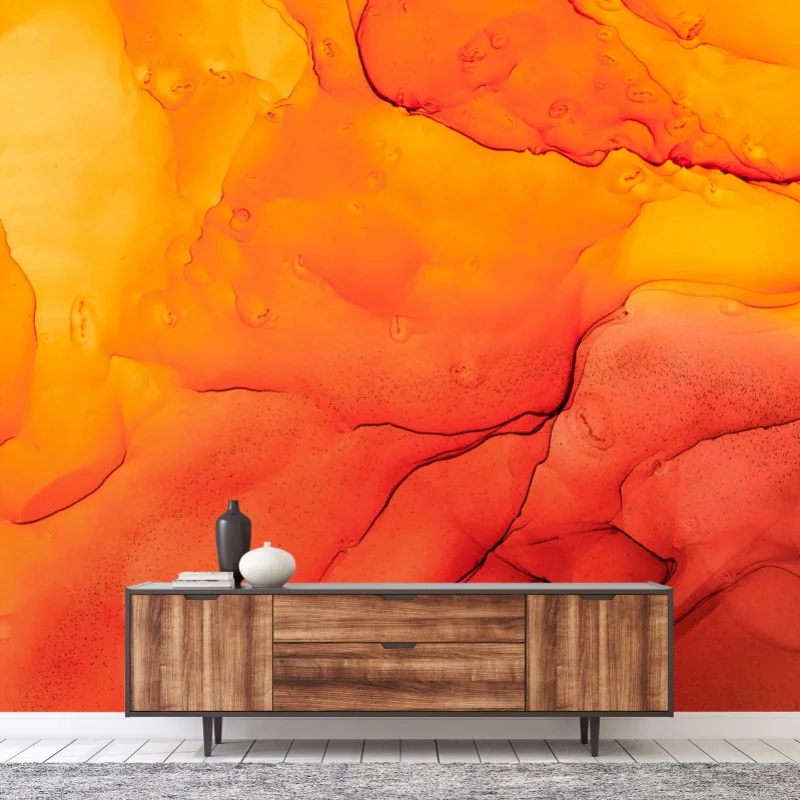 Fototapeta abstrakcja alkoholowa w odcieniach pomarańczy – Wallissimo® Fototapeta abstrakcja alkoholowa w odcieniach pomarańczy – Wallissimo®