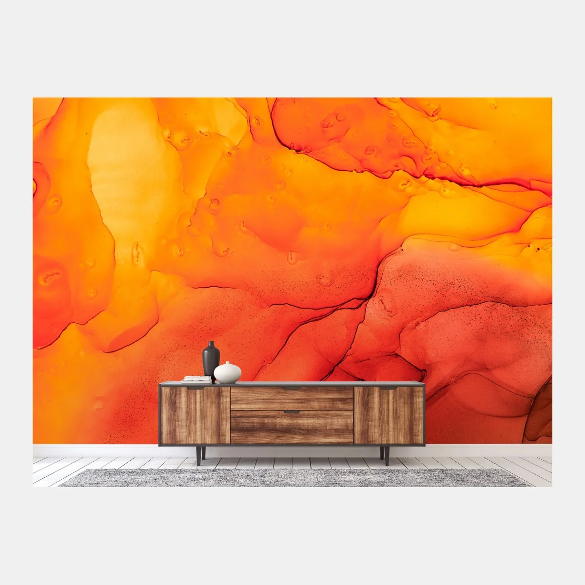 Fototapeta abstrakcja alkoholowa w odcieniach pomarańczy – Wallissimo® Fototapeta abstrakcja alkoholowa w odcieniach pomarańczy – Wallissimo®