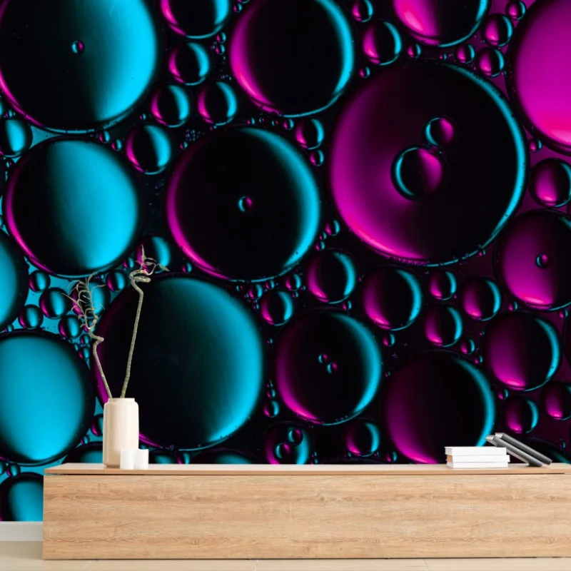 Fototapeta turkusowo-magenta wzór bąbelków – Wallissimo® Fototapeta turkusowo-magenta wzór bąbelków – Wallissimo®