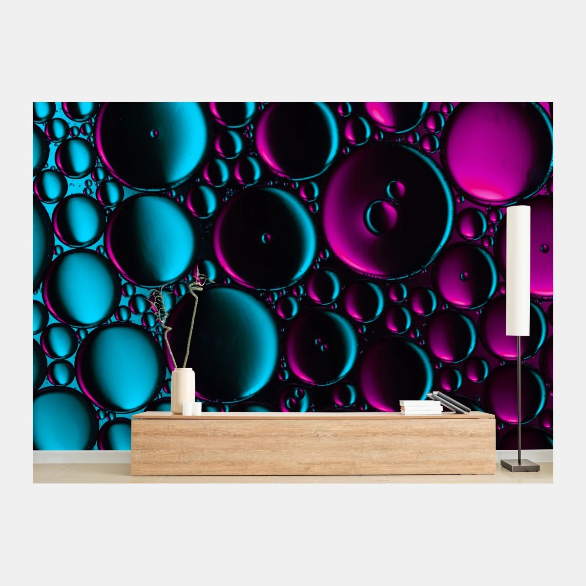 Fototapeta turkusowo-magenta wzór bąbelków – Wallissimo® Fototapeta turkusowo-magenta wzór bąbelków – Wallissimo®