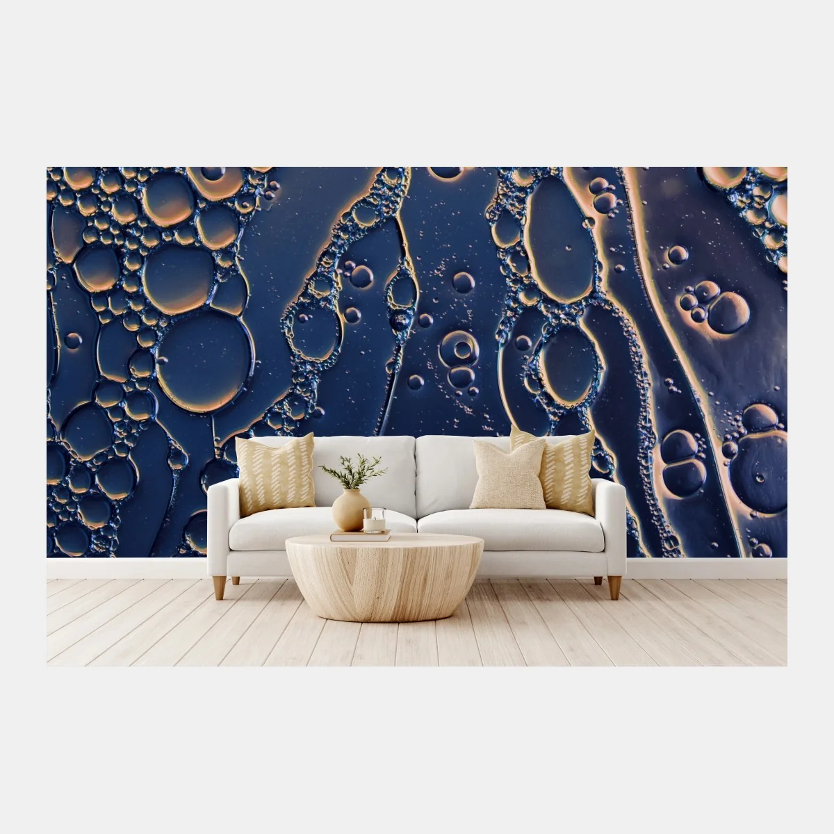 Fototapeta niebiesko-złote abstrakcyjne bąbelki – Wallissimo® Fototapeta niebiesko-złote abstrakcyjne bąbelki – Wallissimo®