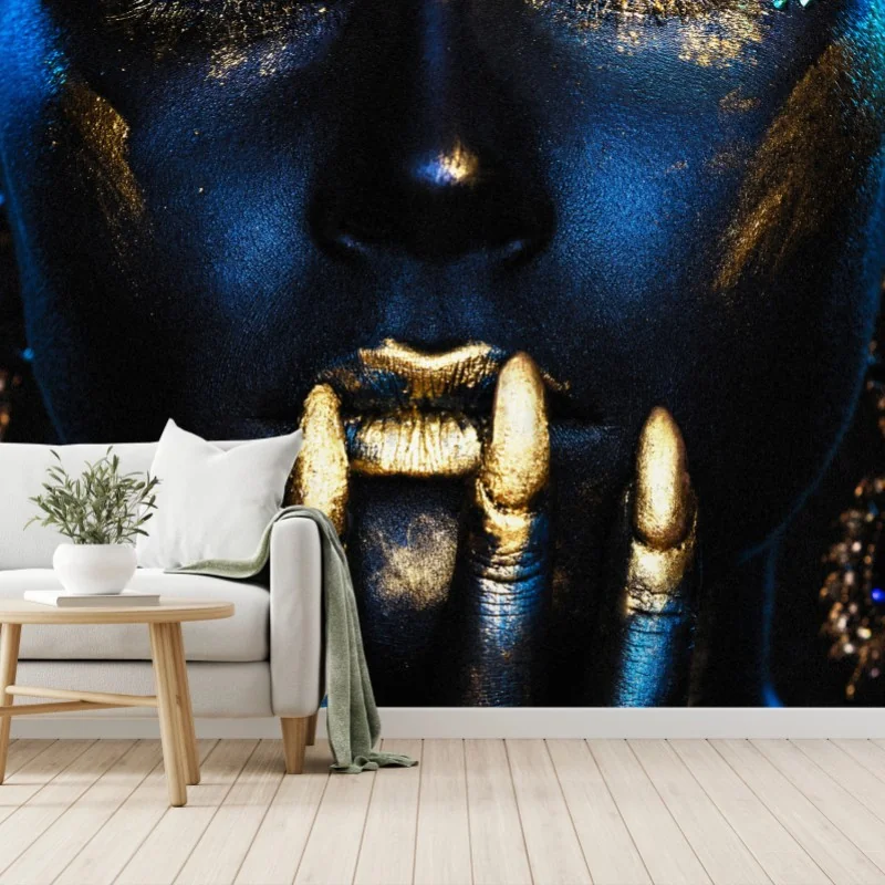 Fototapeta mistyczny portret w złocie i błękicie – Wallissimo® Fototapeta mistyczny portret w złocie i błękicie – Wallissimo®