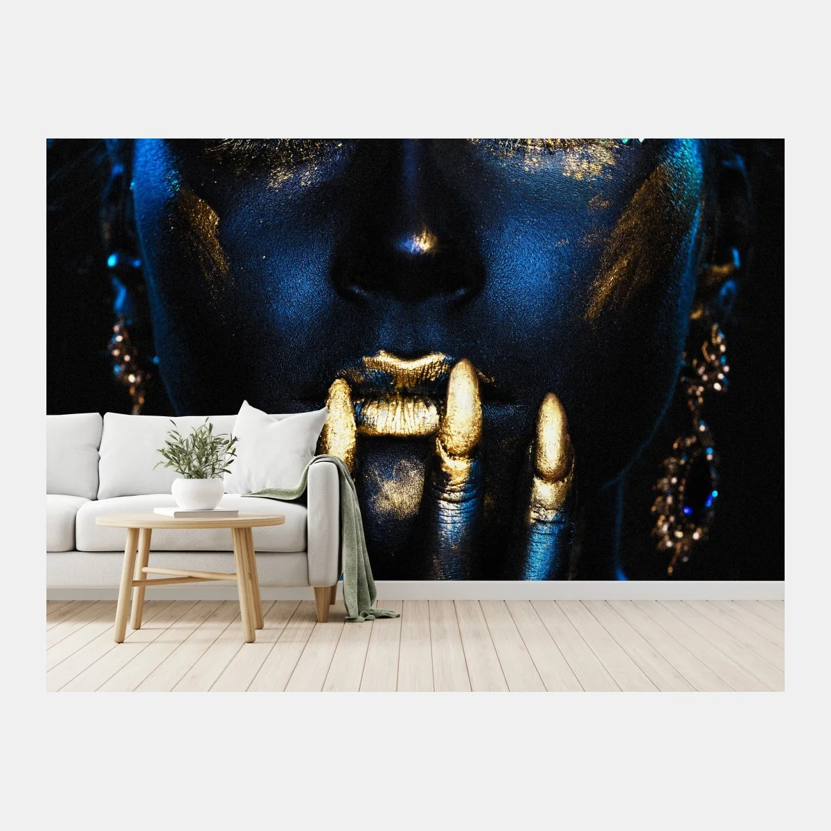 Fototapeta mistyczny portret w złocie i błękicie – Wallissimo® Fototapeta mistyczny portret w złocie i błękicie – Wallissimo®