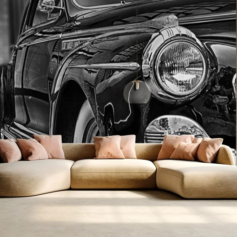 Fototapeta zabytkowy klasyczny samochód na brukowanej ulicy – Wallissimo® Fototapeta zabytkowy klasyczny samochód na brukowanej ulicy – Wallissimo®