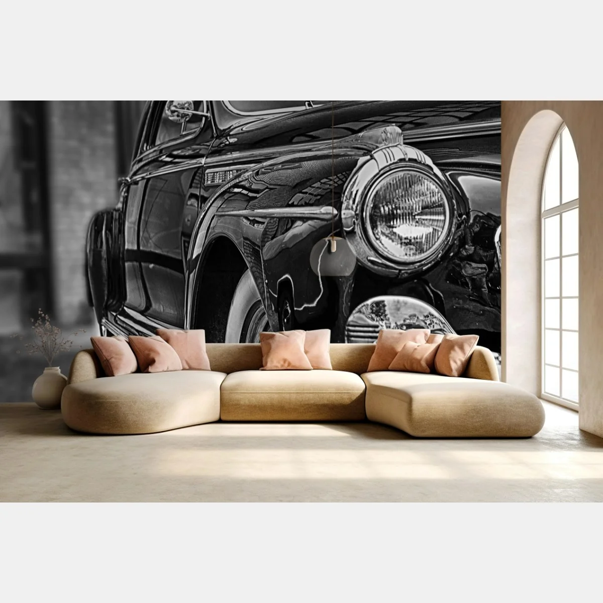 Fototapeta zabytkowy klasyczny samochód na brukowanej ulicy – Wallissimo® Fototapeta zabytkowy klasyczny samochód na brukowanej ulicy – Wallissimo®