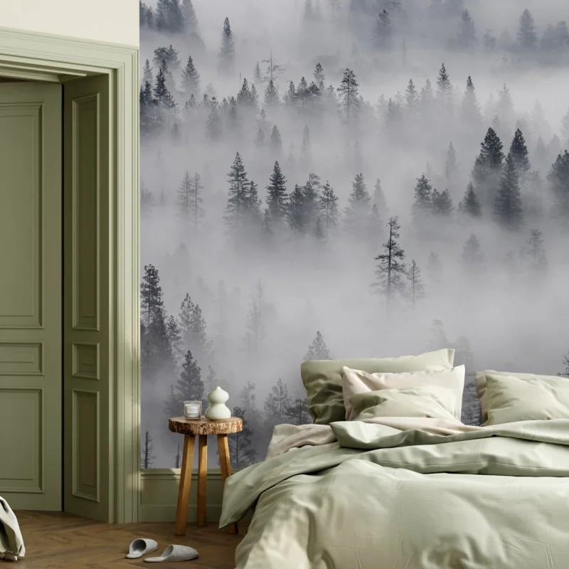 Fototapeta mglisty las sosnowy – Wallissimo® Fototapeta mglisty las sosnowy – Wallissimo®