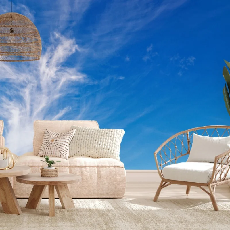 Fototapeta spokojna łąka pod błękitnym niebem – Wallissimo® Fototapeta spokojna łąka pod błękitnym niebem – Wallissimo®