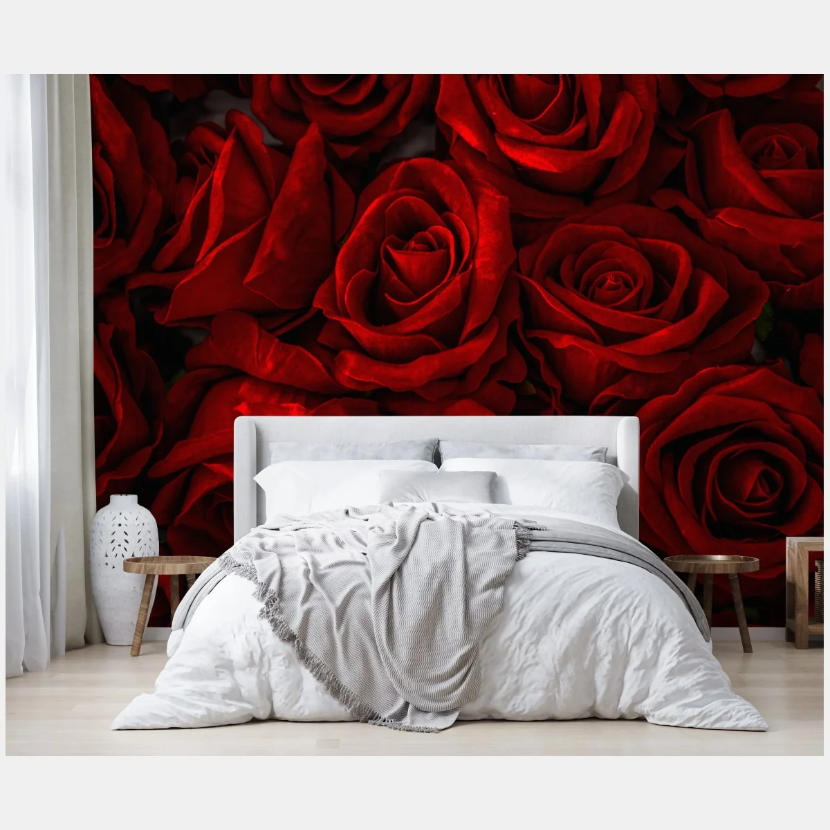 Fototapeta intensywne czerwone róże z bliska – Wallissimo® Fototapeta intensywne czerwone róże z bliska – Wallissimo®