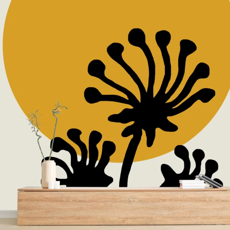 Fototapeta minimalistyczna botaniczna sylwetka ze słońcem – Wallissimo® Fototapeta minimalistyczna botaniczna sylwetka ze słońcem – Wallissimo®