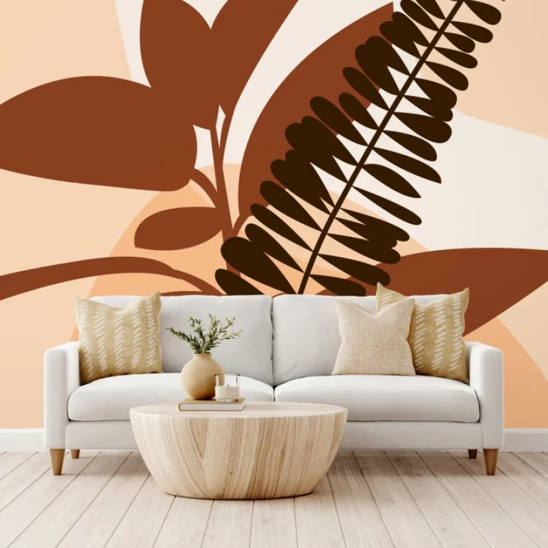 Fototapeta ziemiste abstrakcyjne liście – Wallissimo® Fototapeta ziemiste abstrakcyjne liście – Wallissimo®