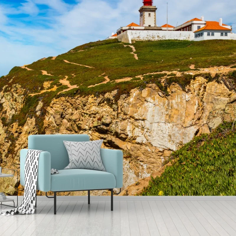 Fototapeta latarnia morska na klifach Cabo da Roca – Wallissimo® Fototapeta latarnia morska na klifach Cabo da Roca – Wallissimo®