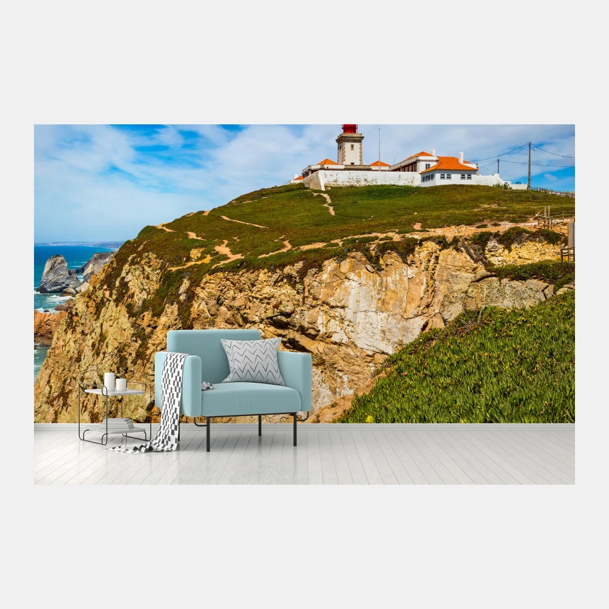 Fototapeta latarnia morska na klifach Cabo da Roca – Wallissimo® Fototapeta latarnia morska na klifach Cabo da Roca – Wallissimo®