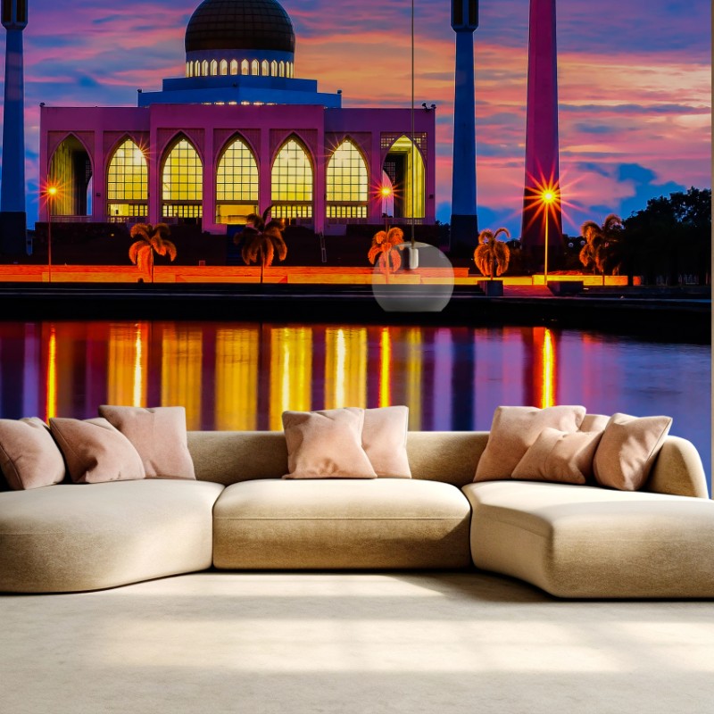 Fototapeta zachód słońca przy meczecie w Songkhla – Wallissimo® Fototapeta zachód słońca przy meczecie w Songkhla – Wallissimo®