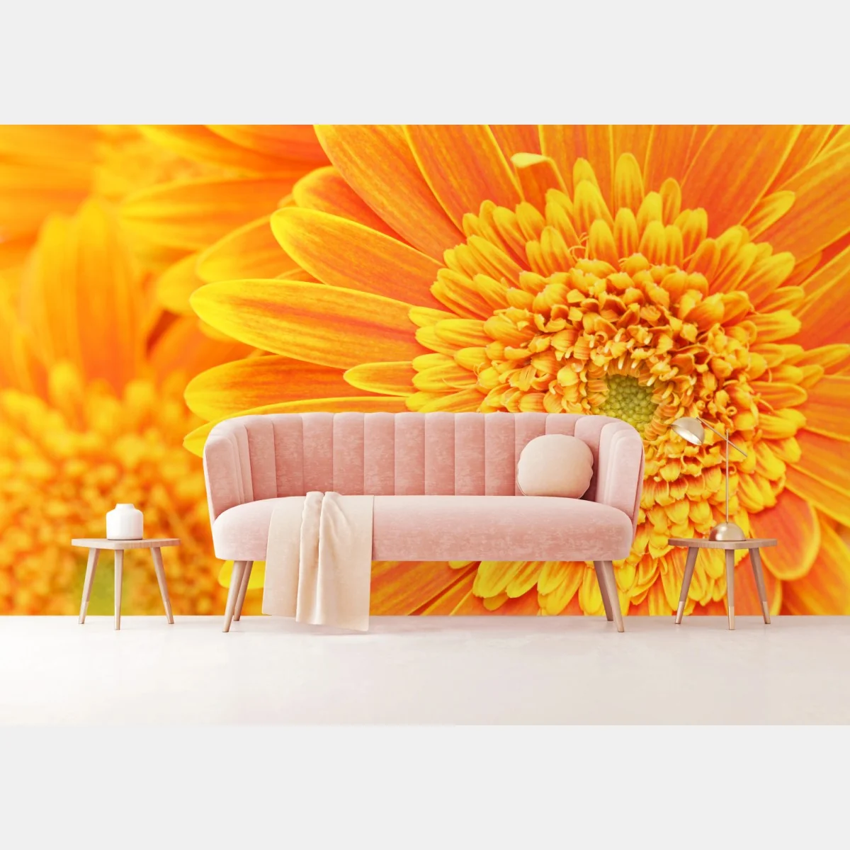 Fototapeta intensywna pomarańczowa gerbera z bliska – Wallissimo® Fototapeta intensywna pomarańczowa gerbera z bliska – Wallissimo®