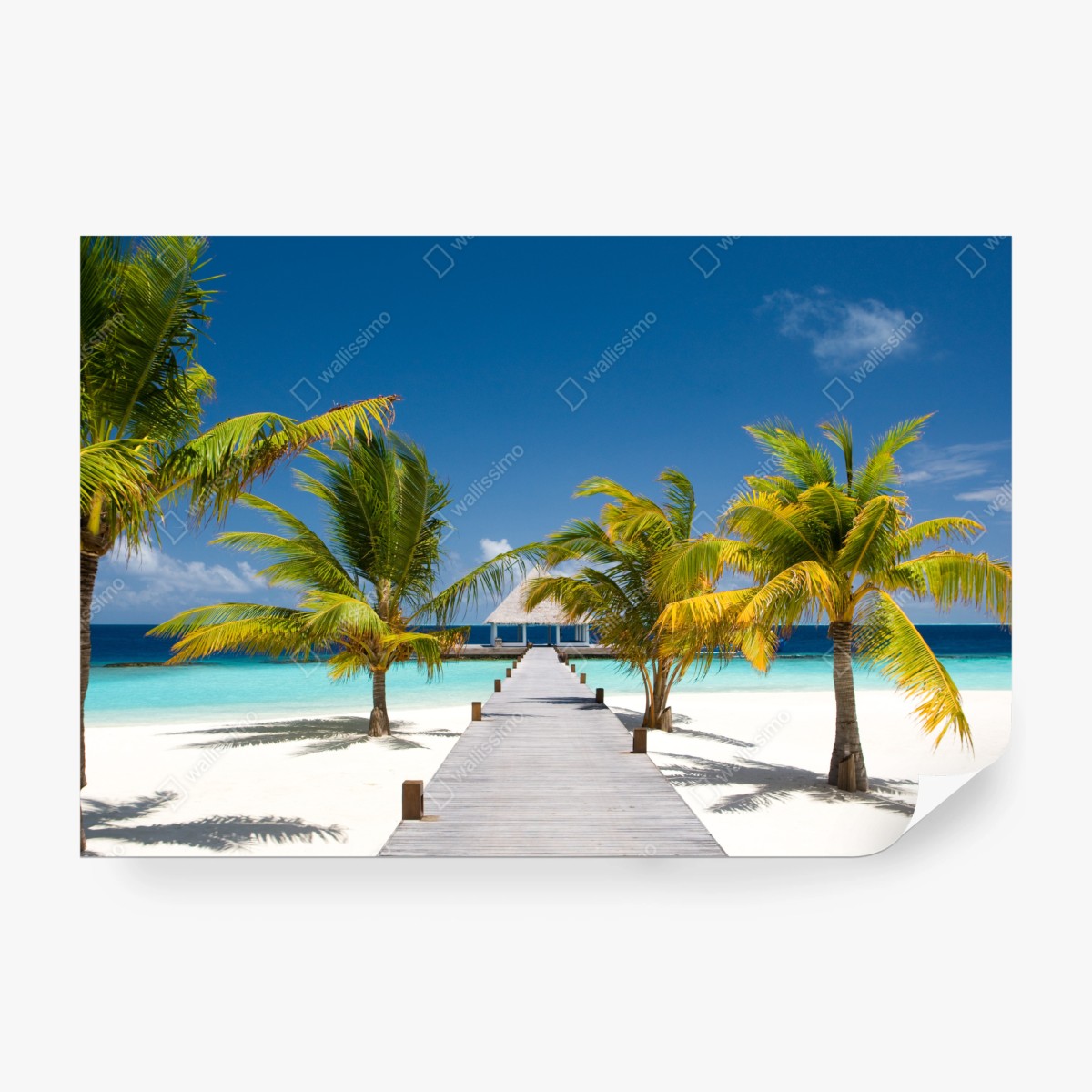 Fototapeta tropikalny pomost nad turkusowymi wodami – Wallissimo® Fototapeta tropikalny pomost nad turkusowymi wodami – Wallissimo®
