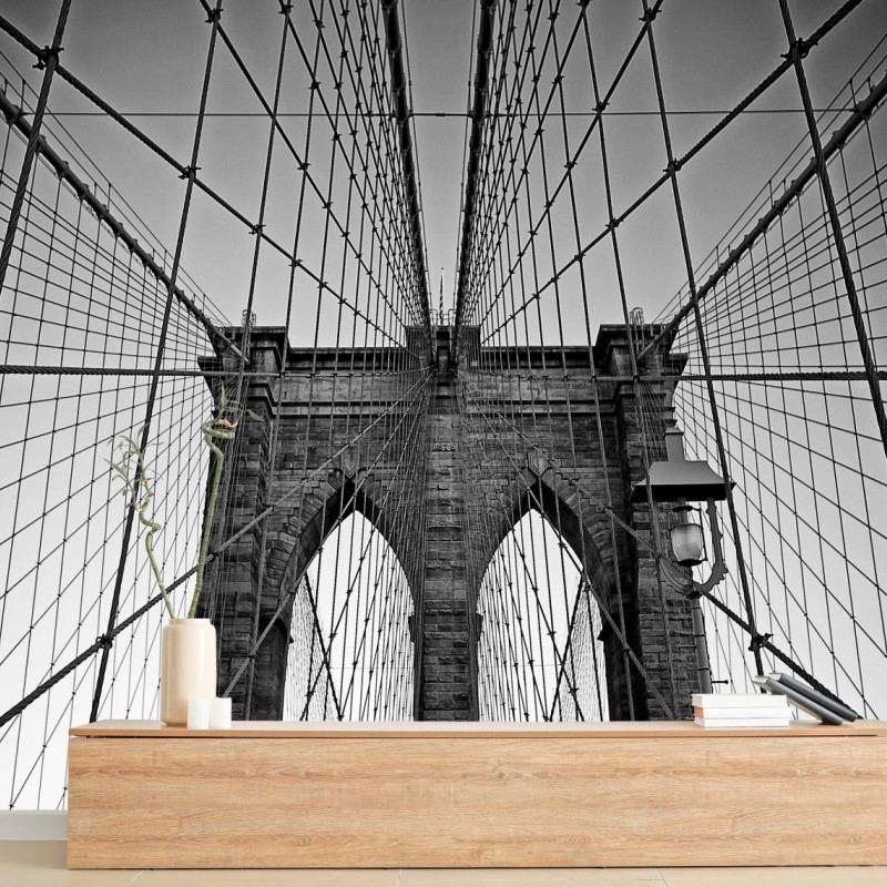 Fototapeta symetryczny most wiszący w czerni i bieli – Wallissimo® Fototapeta symetryczny most wiszący w czerni i bieli – Wallissimo®