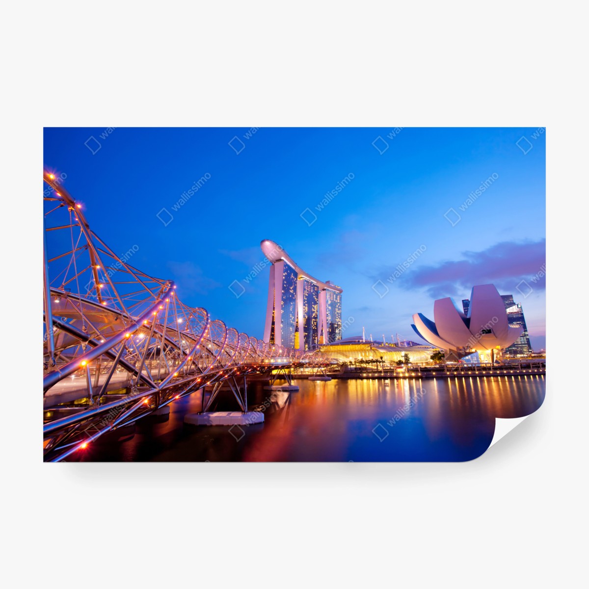 Fototapeta panorama Marina Bay o zmierzchu – Wallissimo® Fototapeta panorama Marina Bay o zmierzchu – Wallissimo®