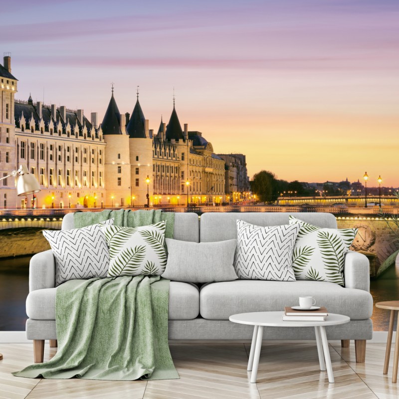 Fototapeta Paryż zachód słońca nad zabytkowym mostem – Wallissimo® Fototapeta Paryż zachód słońca nad zabytkowym mostem – Wallissimo®