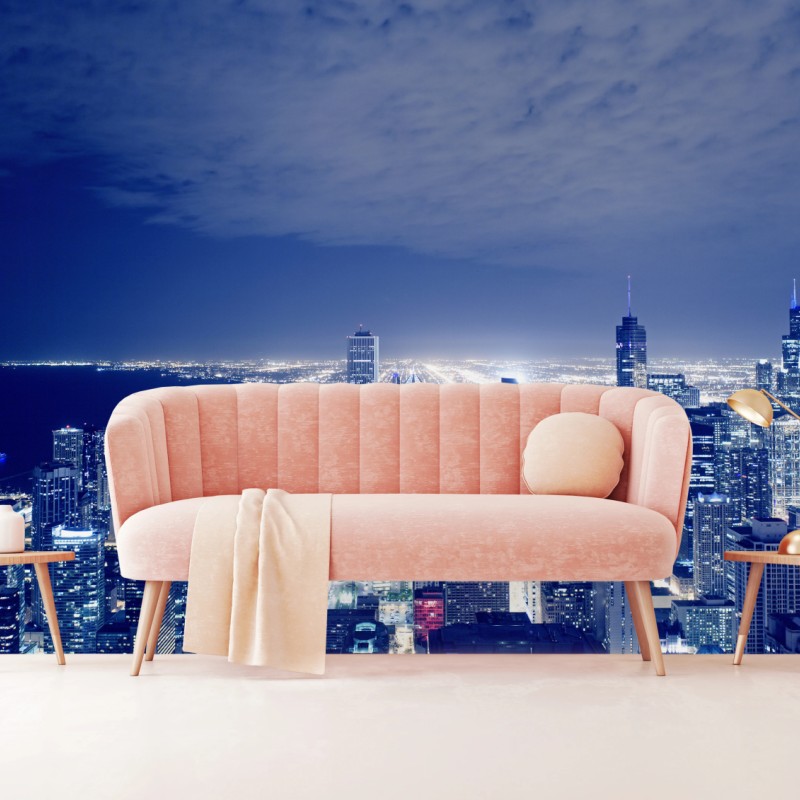 Fototapeta Chicago nocna panorama miasta – Wallissimo® Fototapeta Chicago nocna panorama miasta – Wallissimo®