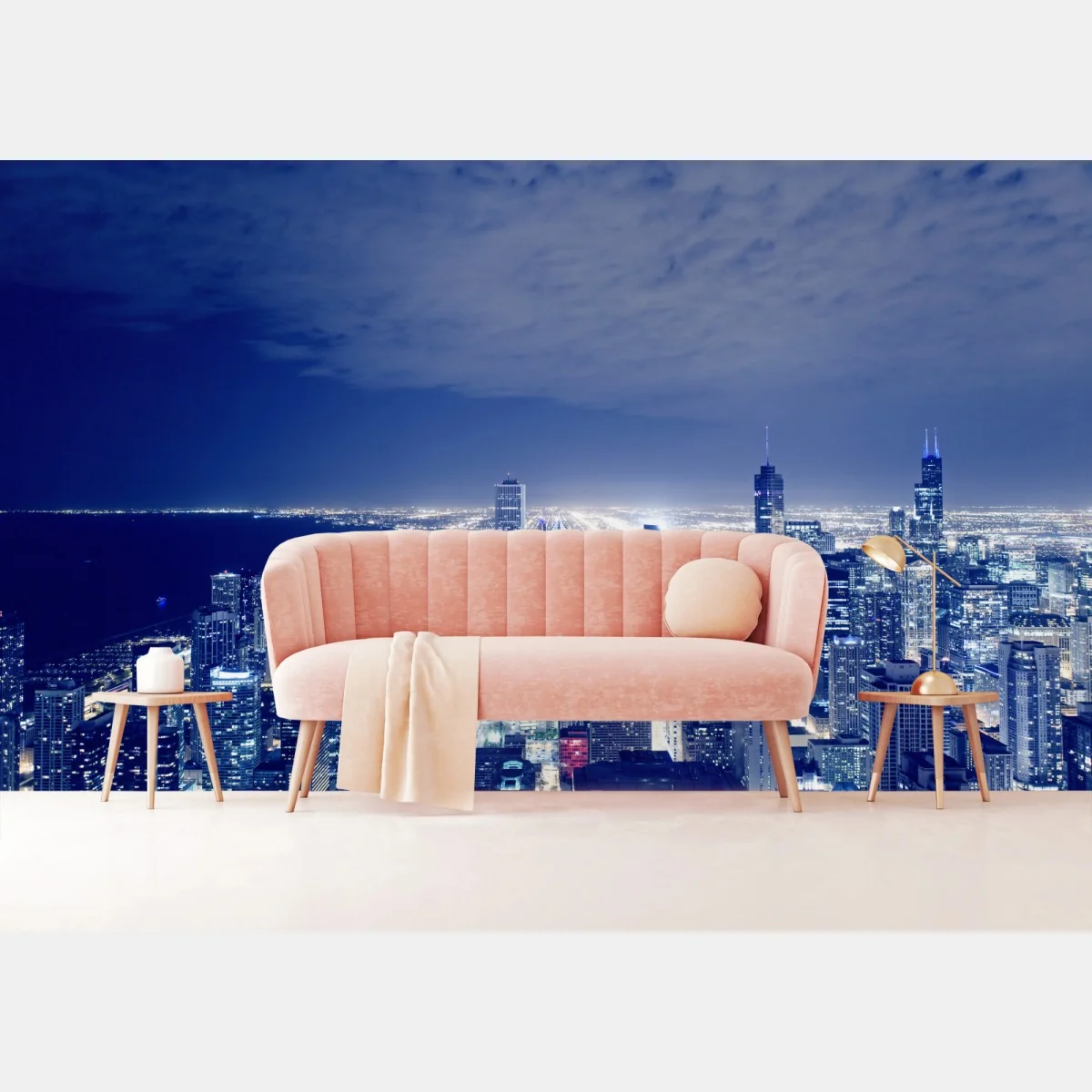 Fototapeta Chicago nocna panorama miasta – Wallissimo® Fototapeta Chicago nocna panorama miasta – Wallissimo®