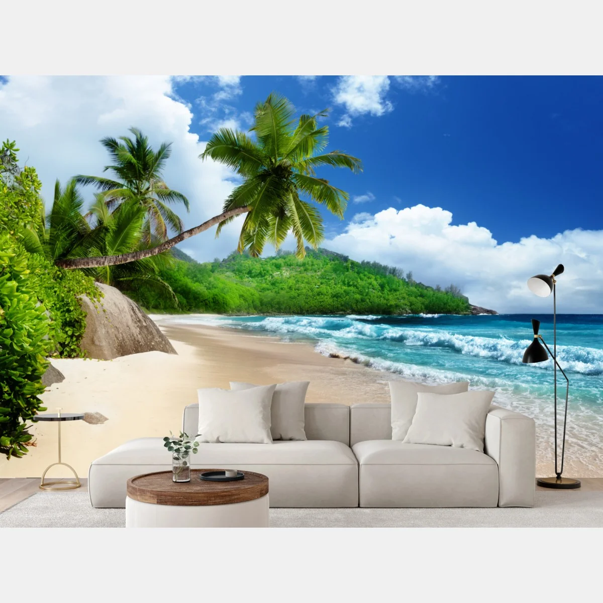 Fototapeta spokojna tropikalna plaża na Mahe, Seszele – Wallissimo® Fototapeta spokojna tropikalna plaża na Mahe, Seszele – Wallissimo®