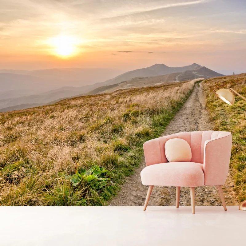 Fototapeta szlak o zachodzie słońca w Bieszczadach – Wallissimo® Fototapeta szlak o zachodzie słońca w Bieszczadach – Wallissimo®