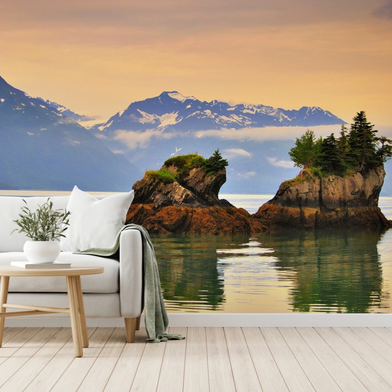 Fototapeta spokojne odbicia wysp o zachodzie słońca – Wallissimo® Fototapeta spokojne odbicia wysp o zachodzie słońca – Wallissimo®