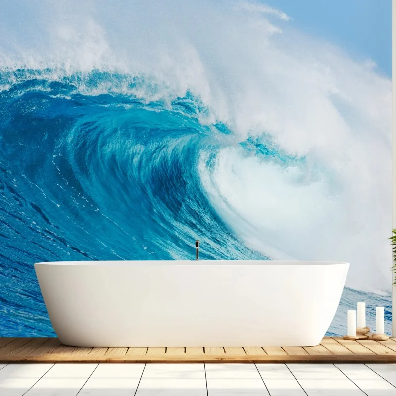 Fototapeta majestatyczna niebieska fala oceaniczna – Wallissimo® Fototapeta majestatyczna niebieska fala oceaniczna – Wallissimo®