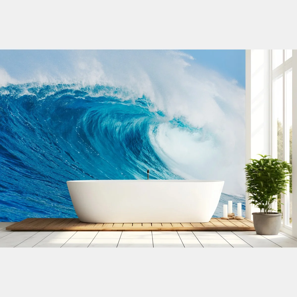 Fototapeta majestatyczna niebieska fala oceaniczna – Wallissimo® Fototapeta majestatyczna niebieska fala oceaniczna – Wallissimo®