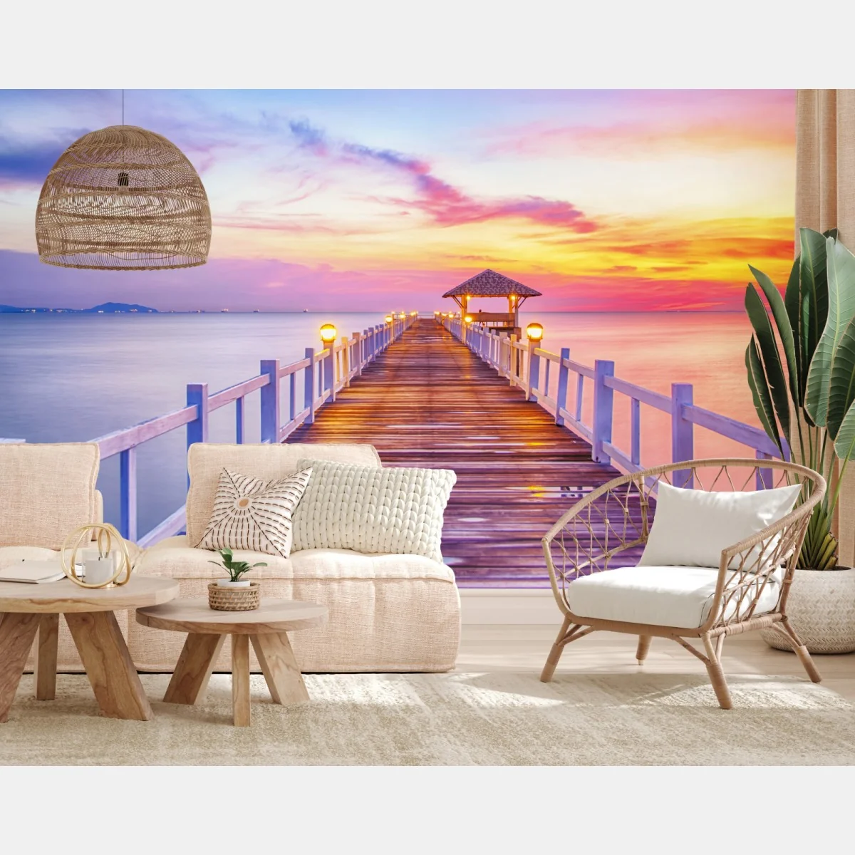 Fototapeta molo o zachodzie słońca nad spokojnym horyzontem – Wallissimo® Fototapeta molo o zachodzie słońca nad spokojnym horyzontem – Wallissimo®