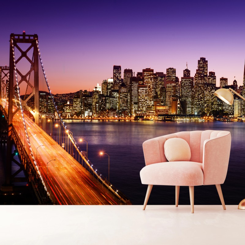 Fototapeta San Francisco panorama miasta o zachodzie słońca – Wallissimo® Fototapeta San Francisco panorama miasta o zachodzie słońca – Wallissimo®