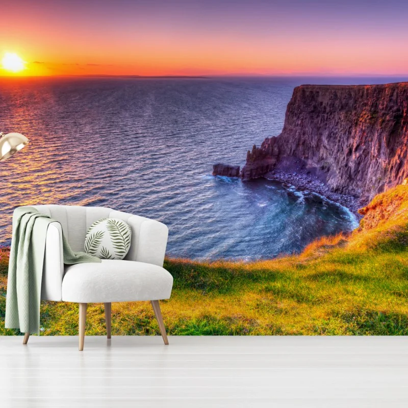 Fototapeta zachód słońca nad skalistymi klifami – Wallissimo® Fototapeta zachód słońca nad skalistymi klifami – Wallissimo®