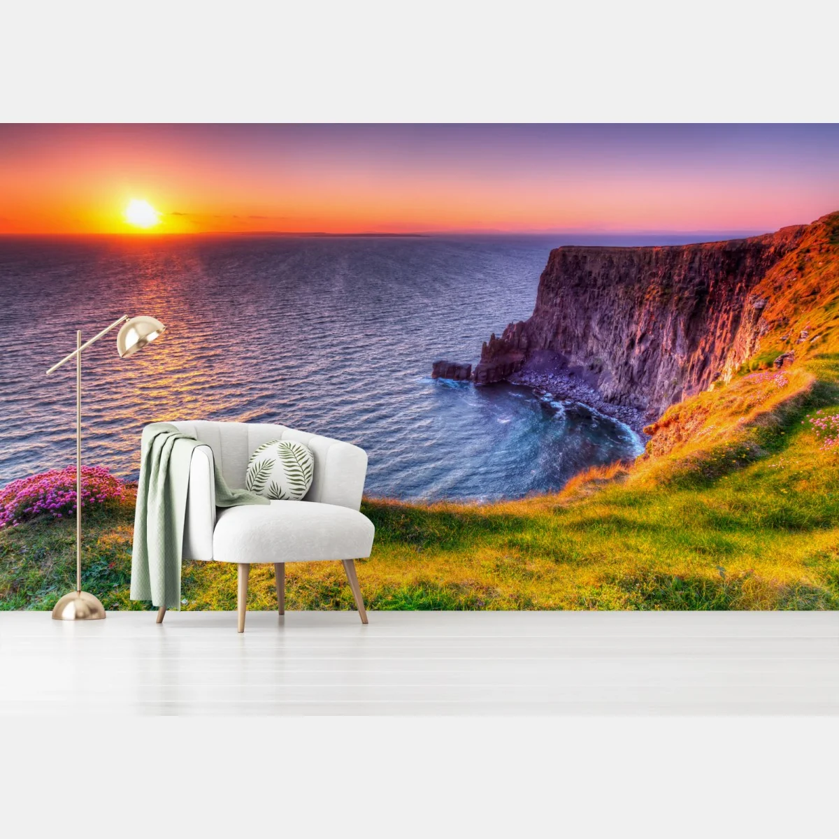 Fototapeta zachód słońca nad skalistymi klifami – Wallissimo® Fototapeta zachód słońca nad skalistymi klifami – Wallissimo®