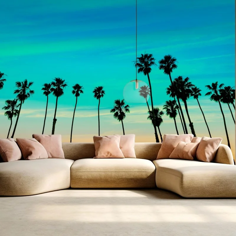 Fototapeta palmy o zachodzie słońca w Kalifornii – Wallissimo® Fototapeta palmy o zachodzie słońca w Kalifornii – Wallissimo®