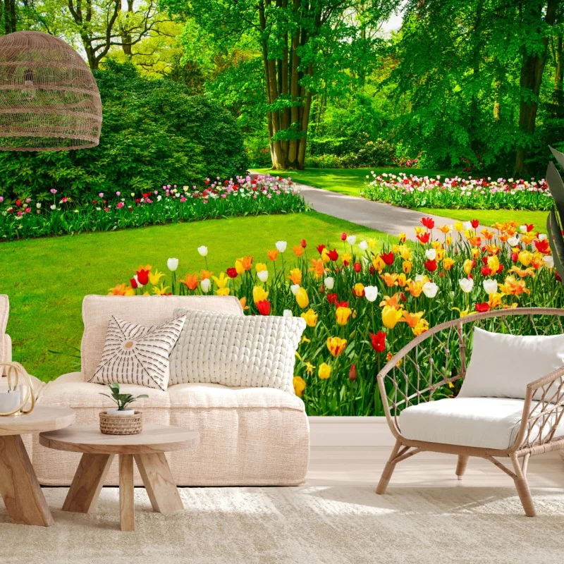 Fototapeta żywy ogród tulipanów w Keukenhof – Wallissimo® Fototapeta żywy ogród tulipanów w Keukenhof – Wallissimo®