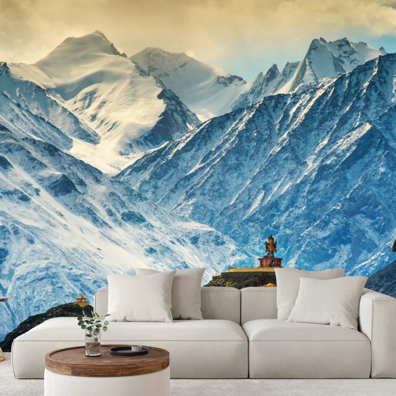 Fototapeta majestatyczny klasztor wśród ośnieżonych szczytów – Wallissimo® Fototapeta majestatyczny klasztor wśród ośnieżonych szczytów – Wallissimo®