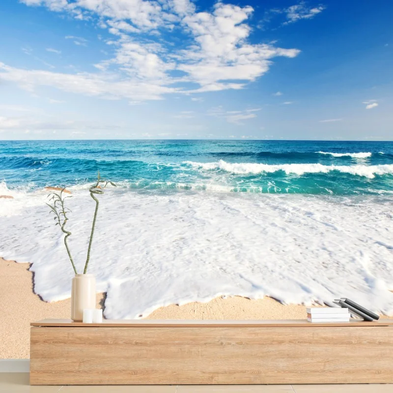 Fototapeta turkusowe fale na piaszczystej plaży – Wallissimo® Fototapeta turkusowe fale na piaszczystej plaży – Wallissimo®