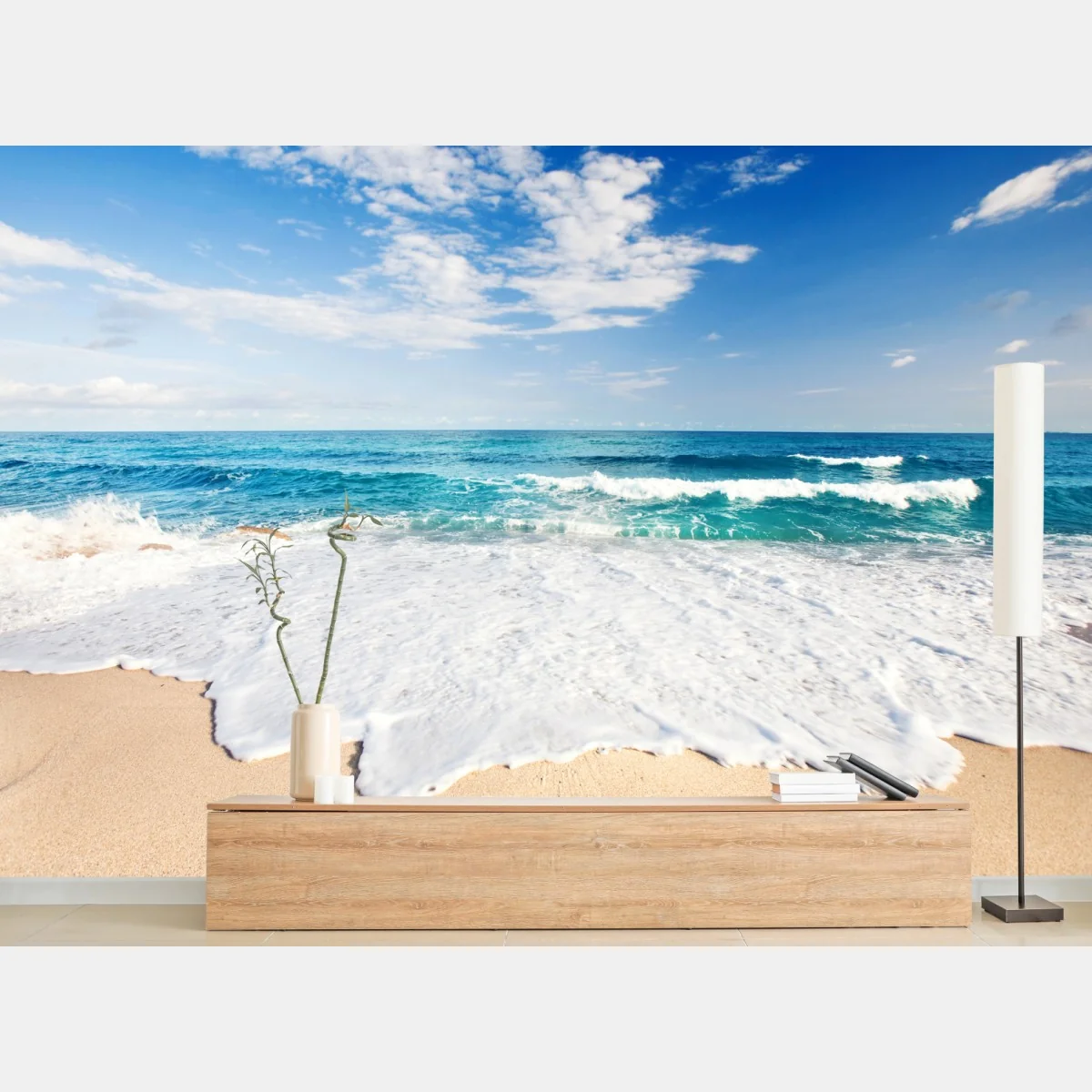 Fototapeta turkusowe fale na piaszczystej plaży – Wallissimo® Fototapeta turkusowe fale na piaszczystej plaży – Wallissimo®