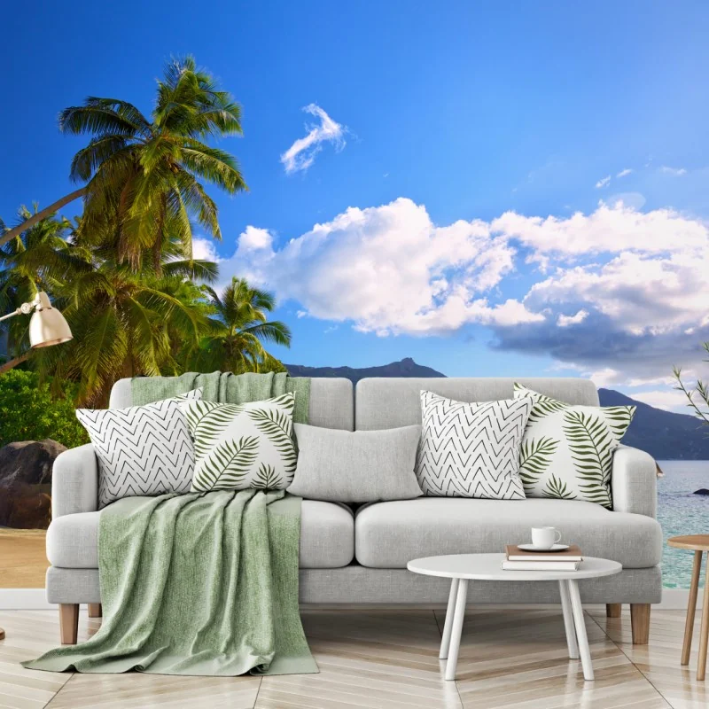 Fototapeta tropikalna plaża na Mahe – Wallissimo® Fototapeta tropikalna plaża na Mahe – Wallissimo®
